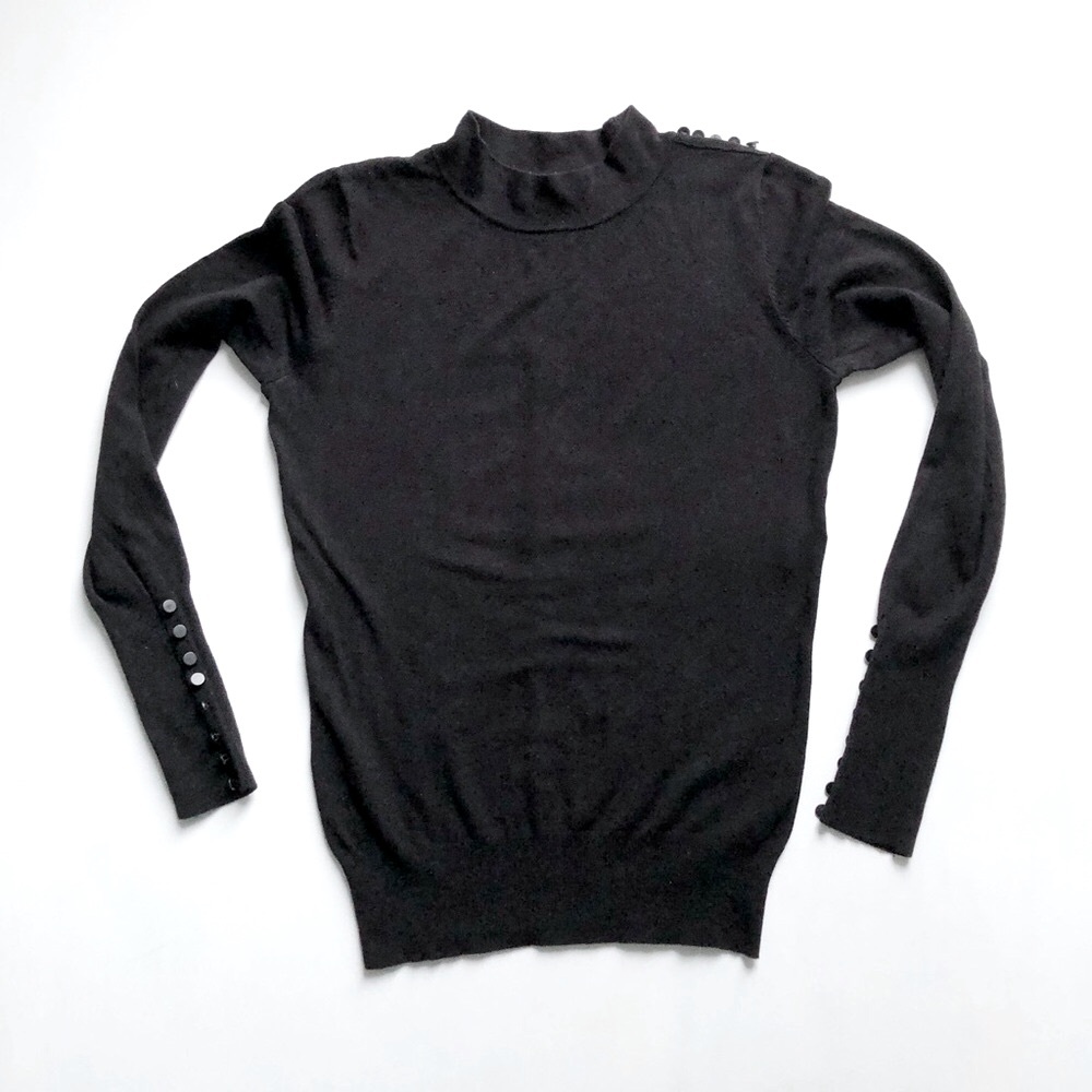MINT VELVET UK Black Button-Shoulder Mock Turtleneck Sweater Size 4